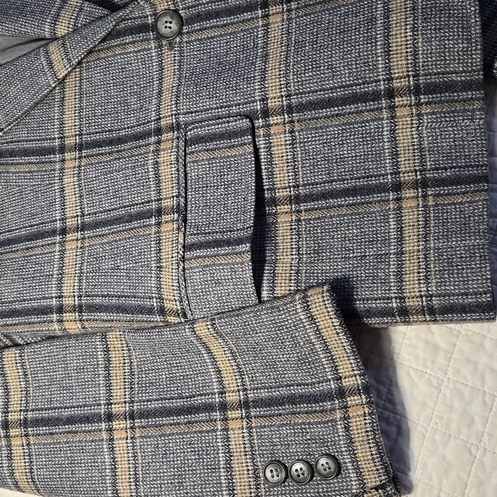 Pendleton Vintage Virgin Wool Gray  Cream Plaid Blazer and Skirt Set Womens 14 - Picture 3 of 13